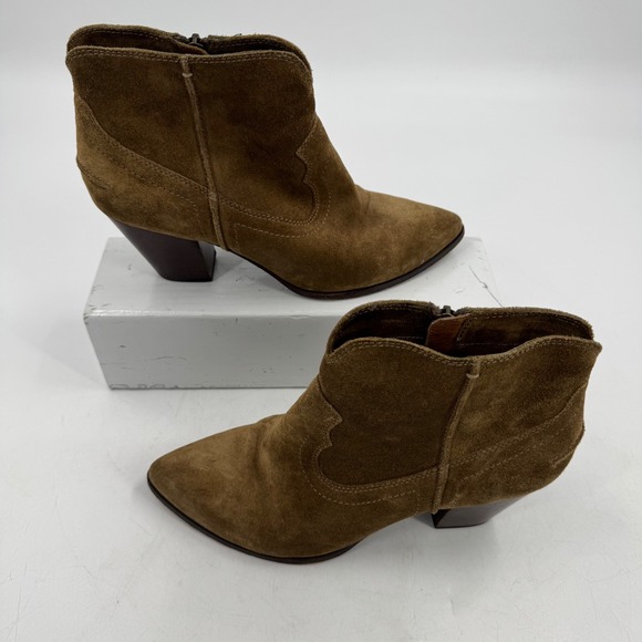 Frye Suede Leather Western Ankle Boots Women's‎ Size 9.5M Brown Zipper - Picture 5 of 10